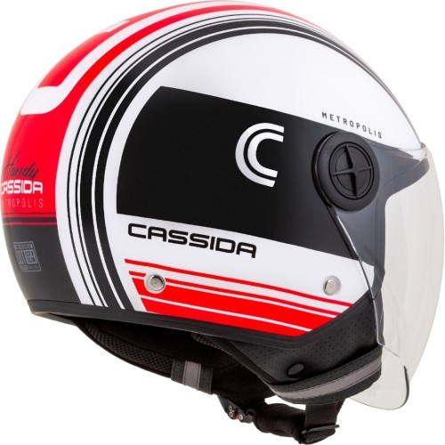 Kask motocyklowy Cassida Handy Metropolis czarny/biały/czerwony