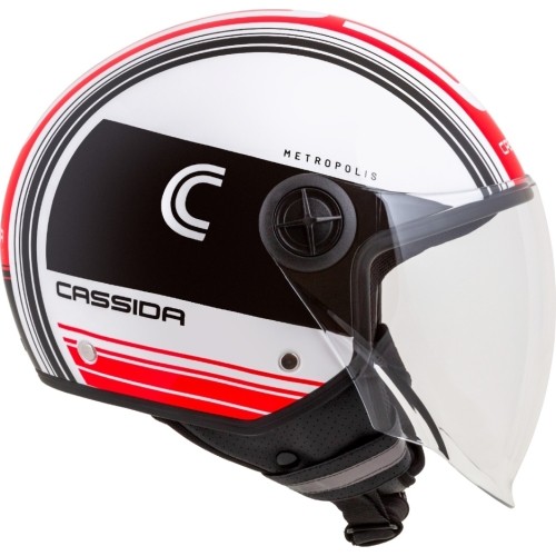 Kask motocyklowy Cassida Handy Metropolis czarny/biały/czerwony
