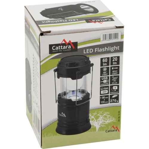 Wpuszczana lampa kempingowa LED Cattara 20 / 60 lm, ładowana