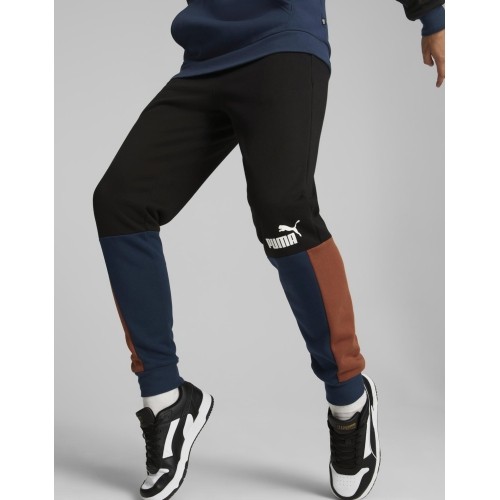Spodnie dresowe męskie Puma Ess+ Block Sweatpants Black Blue Orange 849037 71