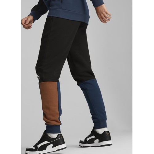 Spodnie dresowe męskie Puma Ess+ Block Sweatpants Black Blue Orange 849037 71