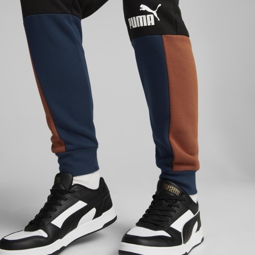 Spodnie dresowe męskie Puma Ess+ Block Sweatpants Black Blue Orange 849037 71