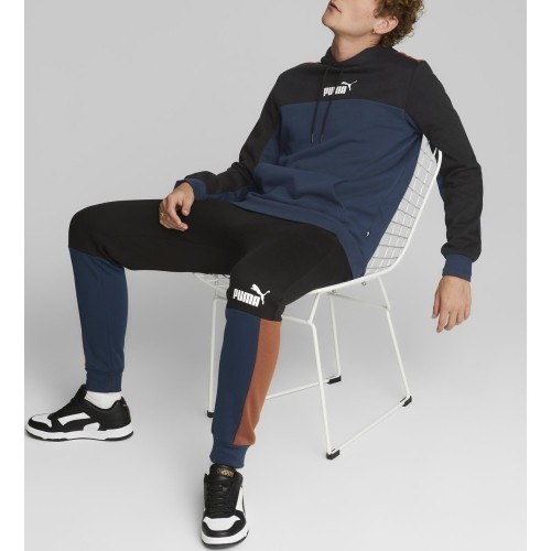 Spodnie dresowe męskie Puma Ess+ Block Sweatpants Black Blue Orange 849037 71