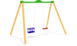 Drewniana Podwójna huśtawka zewnętrzna ogrodowa na plac zabaw GT-1804