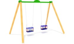 Drewniana Podwójna huśtawka zewnętrzna ogrodowa na plac zabaw GT-1805
