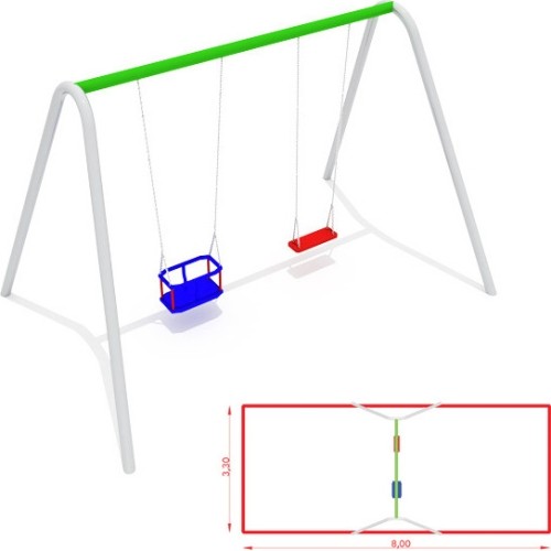 CM-1802 podwójna huśtawka, metalowa