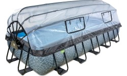 EXIT Basen kamienny 540x250 cm z kopułą i pompą z filtrem piaskowym - szary Basen stelażowy prostokątny 12600 L