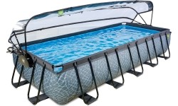 EXIT Basen kamienny 540x250 cm z kopułą i pompą z filtrem piaskowym - szary Basen stelażowy prostokątny 12600 L