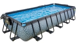 EXIT Basen kamienny 540x250 cm z kopułą i pompą z filtrem piaskowym - szary Basen stelażowy prostokątny 12600 L