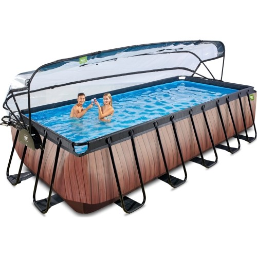 Basen EXIT Wood 540x250x122cm z zadaszeniem, drabinką i filtrem piaskowym