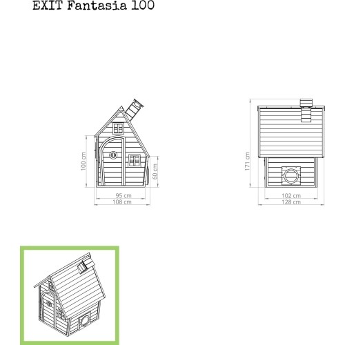 Drewniany domek do zabawy EXIT Fantasia 100 - zielony