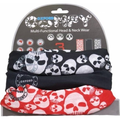 Uniwersalna bandamka Komin Getr na szyję i twarz Oxford Comfy 3-szt. - Skulls