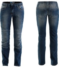 Damskie jeansy moto z ochraniaczami PMJ Carolina - Blue