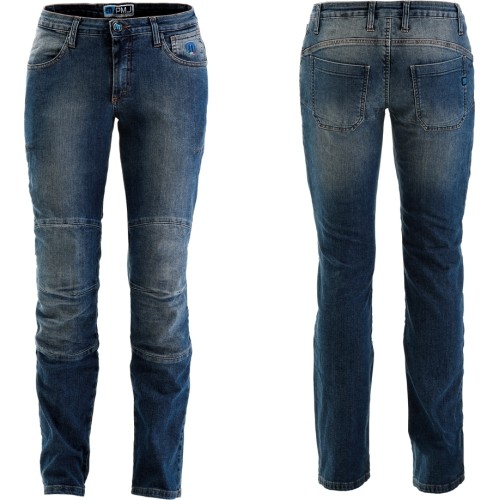 Damskie jeansy motocyklowe PMJ Carolina - Niebieski