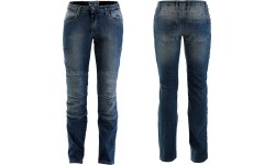Damskie jeansy moto z ochraniaczami PMJ Carolina - Blue