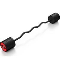 Sztanga gumowana łamana 55 kg czerwony połysk - Marbo Sport