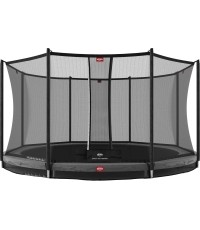 Trampolina BERG InGround Favorit - 430 cm, szara, z siatką zabezpieczającą Comfort