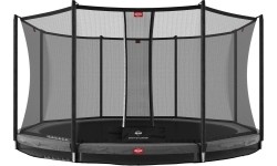 Trampolina BERG InGround Favorit - 430 cm, szara, z siatką zabezpieczającą Comfort