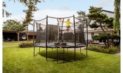 Trampolina BERG InGround Favorit - 430 cm, szara, z siatką zabezpieczającą Comfort