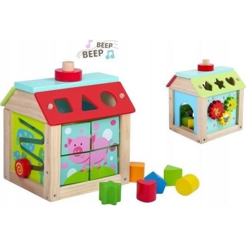 Drewniany edukacyjny sorter kostka z klockami Ecotoys