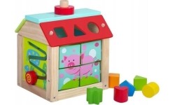 Drewniany edukacyjny sorter kostka z klockami Ecotoys