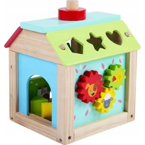 Drewniany edukacyjny sorter kostka z klockami Ecotoys