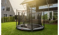Trampolina BERG Favorit InGround - 200 cm, szara, z siatką zabezpieczającą Comfort