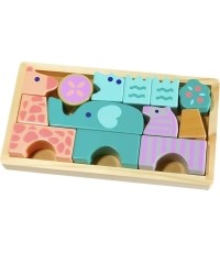 Wooden blocks animals 13 pcs. Animals Ecotoys