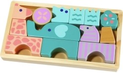 Wooden blocks animals 13 pcs. Animals Ecotoys