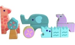 Wooden blocks animals 13 pcs. Animals Ecotoys