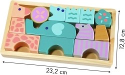 Wooden blocks animals 13 pcs. Animals Ecotoys
