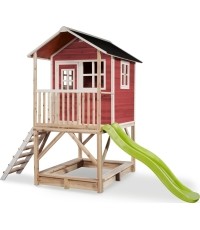Drewniany domek do zabawy EXIT Loft 500 - czerwony