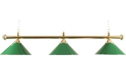 Mosiężna lampa bilardowa z 3 kloszami Buffalo, zielona, 150 cm