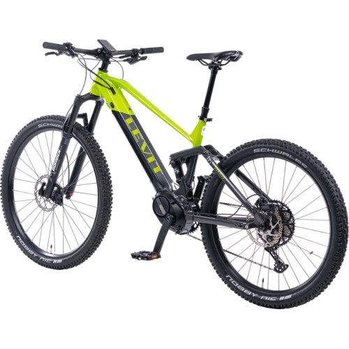 Górski rower elektryczny z pełnym zawieszeniem Levit Svarog BF Overstep 630 29"/27,5" - 2024 - Lime black pearl