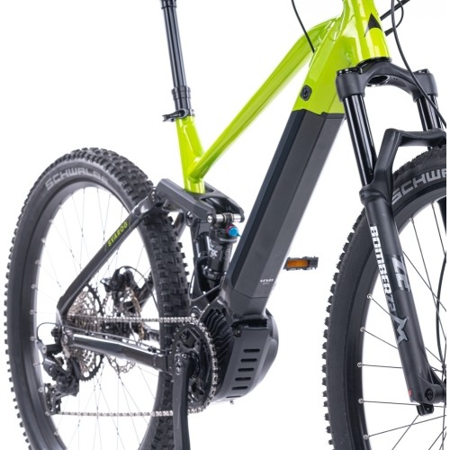 Górski rower elektryczny z pełnym zawieszeniem Levit Svarog BF Overstep 630 29"/27,5" - 2024 - Lime black pearl