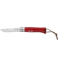 Nóż Opinel Colorama 08 Inox z paskiem, czerwony