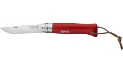 Nóż Opinel Colorama 08 Inox z paskiem, czerwony