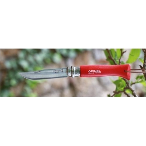 Nóż Opinel Colorama 08 Inox z paskiem, czerwony