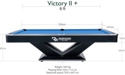 Stół bilardowy, Pool, Rasson Victory II Plus, czarny, 8 stóp, Simonis 760 niebieskozielony