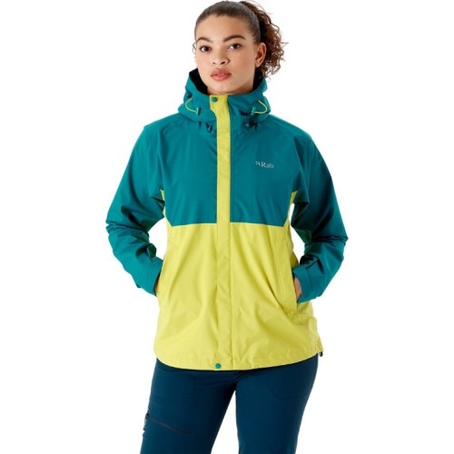 Damska kurtka przeciwdeszczowa Rab Downpour Eco Jacket - Elektrinė/geltona