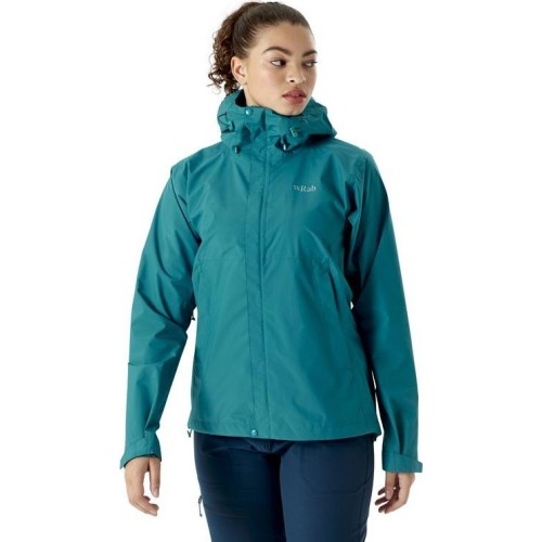 Damska kurtka przeciwdeszczowa Rab Downpour Eco Jacket - Žydra