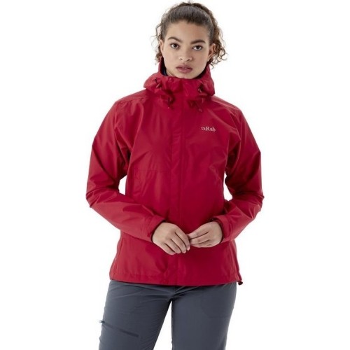 Damska kurtka przeciwdeszczowa Rab Downpour Eco Jacket - Raudona
