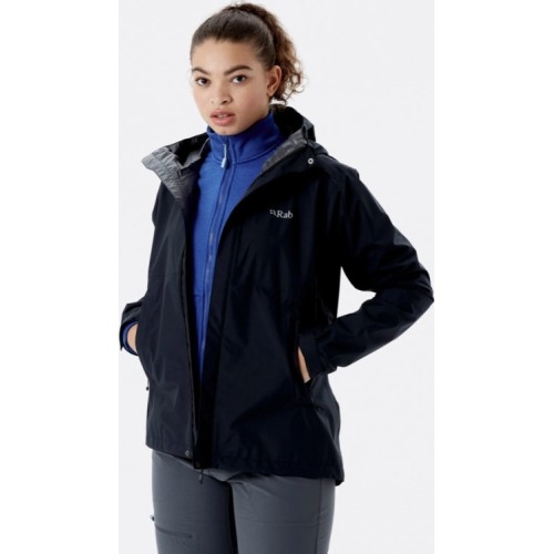 Damska kurtka przeciwdeszczowa Rab Downpour Eco Jacket - Juoda