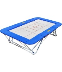 Trampolina wyczynowa Ultimate, mata 6 x 4 mm, osłony 50 mm, ze stojakami na kółkach transportowych