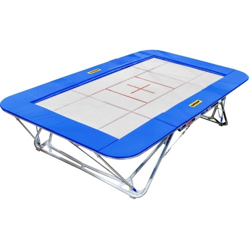 Trampolina wyczynowa Ultimate, mata 6 x 4 mm, osłony 50 mm, ze stojakami na kółkach transportowych