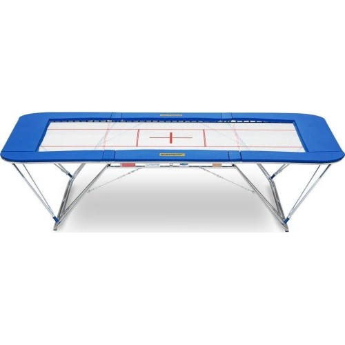 Trampolina wyczynowa Ultimate, mata 6 x 4 mm, osłony 50 mm, ze stojakami na kółkach transportowych