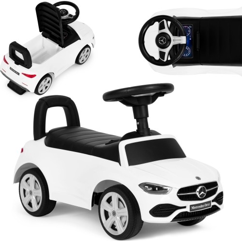 Auto na akumulator Mercedes C CLASS, interaktywna kierownica, dźwięki, białe
