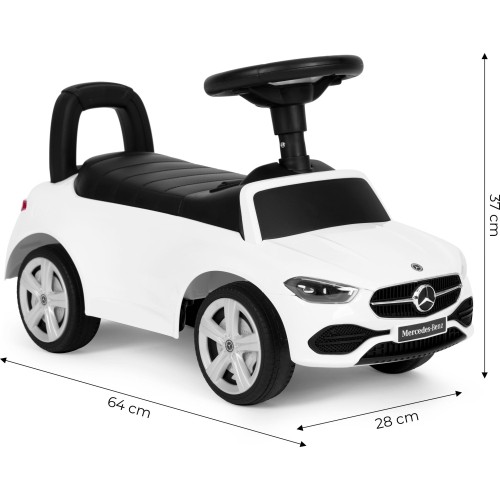 Auto na akumulator Mercedes C CLASS, interaktywna kierownica, dźwięki, białe