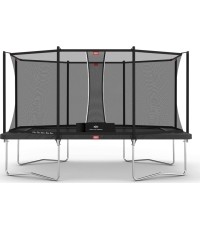 Trampolina BERG Ultim Favorit Regular 410, szara, z siatką ochronną Comfort