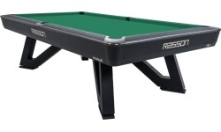 Stół bilardowy, Pool, Rasson Wolf, 9 ft. (Fuß), schwarz, kieszonkowy EPBF, Simonis 760 żółto-zielony